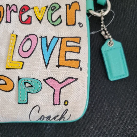 Coach Poppy Signature & Multi-Color Zippered Wristlet - Picture 2 of 14